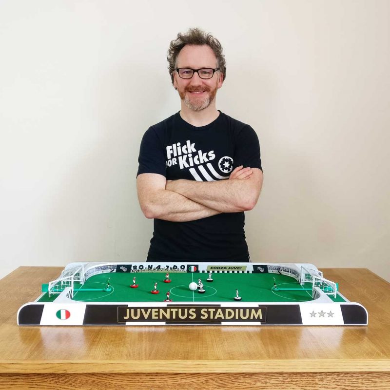 Designer / Owner, Gareth Christie, with a FlickForKicks Juventus themed 5aside Arena