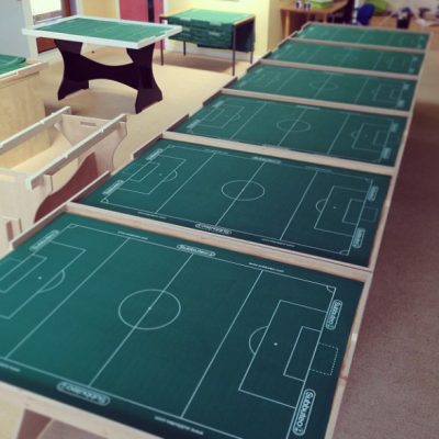 Subbuteo tables lined up