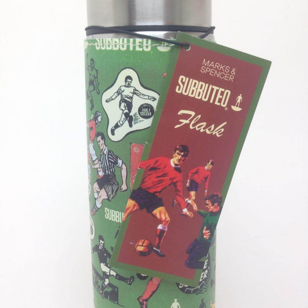 Subbuteo Flask with retro graphics sleeve
