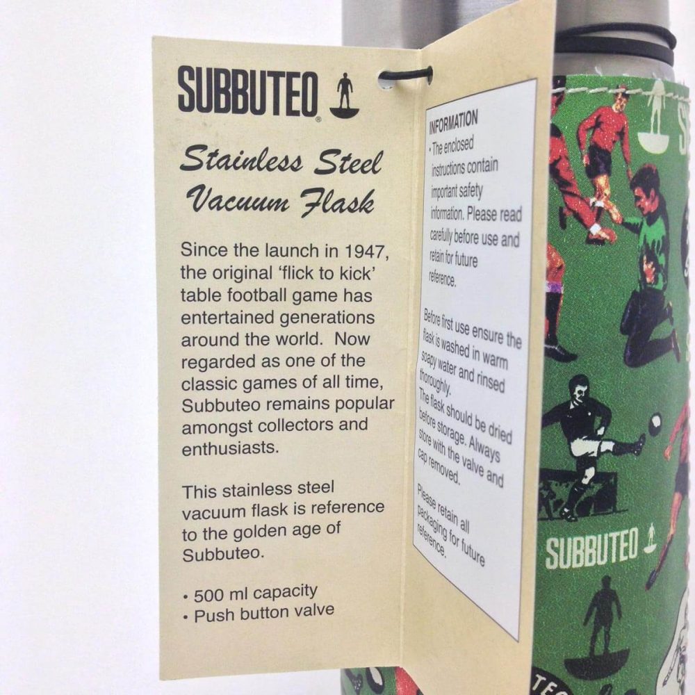Subbuteo Flask with retro graphics sleeve